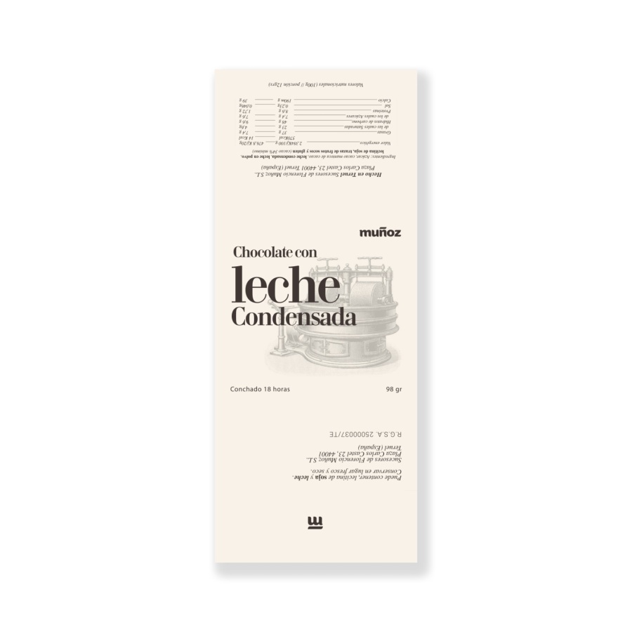 Chocolate con leche condensada 38%Cacao 98 Grs