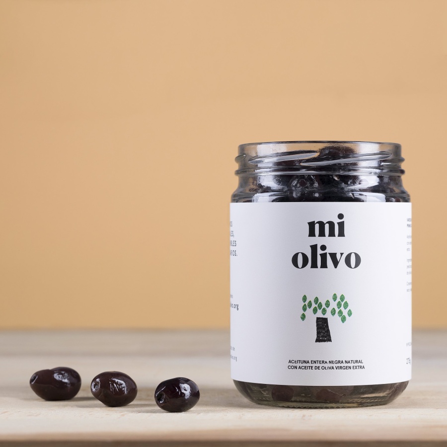 Aceituna negra bajo Aragón  (empeltre) "Mi Olivo" bote 275 grs